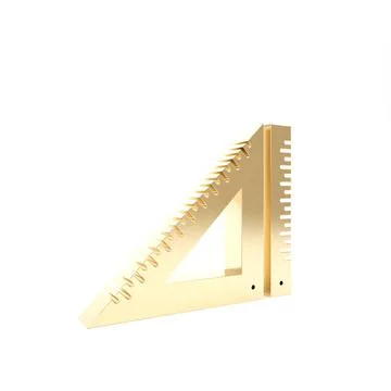 Gold Triangular ruler icon isolated on white background. Straightedge symbol. Stock Illustration