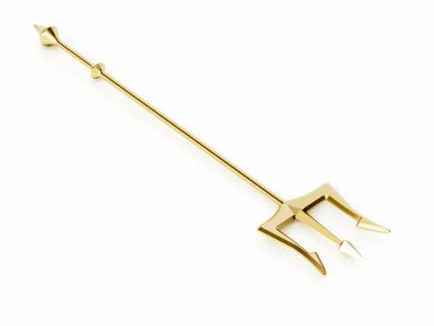 Gold trident isolated on white background. 3D illustration Stock Illustration