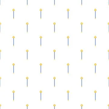 Gold trident seamless pattern on white background Stock Illustration