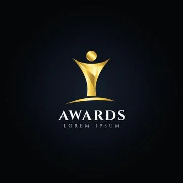 Gold Trophy Awards Logo Design Symbol Icon Stock Illustration