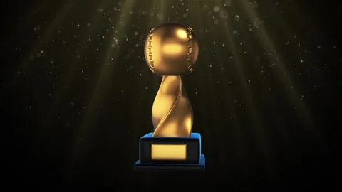 Gold trophy with baseball on top Background Loop Stock Footage 307843178