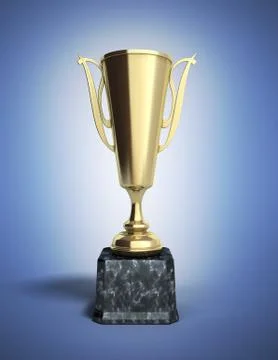 Gold trophy cup 3d illustration on gradient background Illustrazione stock