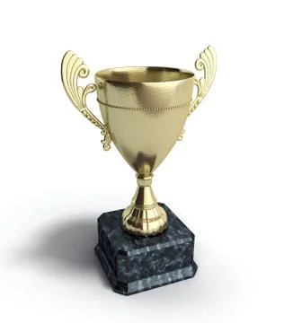 Gold trophy cup 3d render on white Stock Illustration