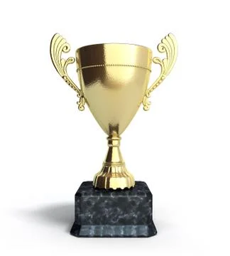 Gold trophy cup 3d render on white background Stock Illustration