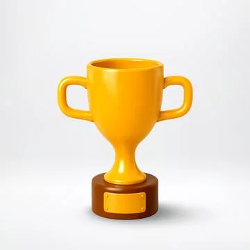 Gold trophy cup on brown stand in 3D Stock Illustration