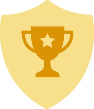 Gold Trophy Cup Shield Badge Icon for Championship Winner Achievement Succes Stock Illustration