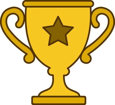 Gold trophy cup with star symbol and outline for first place winner success Stock Illustration