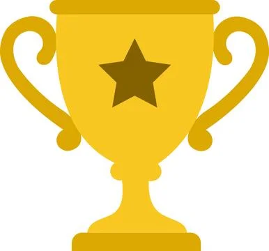Gold trophy cup with star symbol for first place winner and success celebrat Stock Illustration
