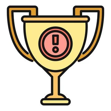 Gold trophy with exclamation point icon design Stock Illustration