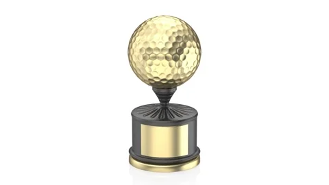 Gold trophy with golf ball Stock Footage 337137653