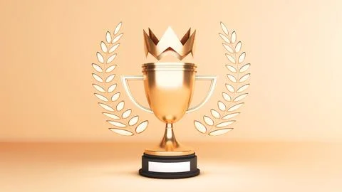 A gold trophy with a handle on a gold background, representing the awarding.. Illustration