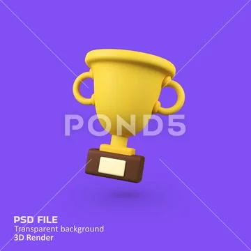 Gold trophy isolated 3d render icon illustration PSD Template