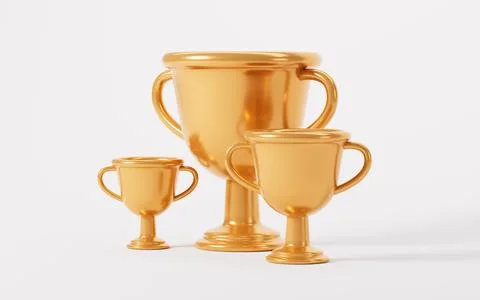 Gold trophy model, 3d rendering. Stock Illustration
