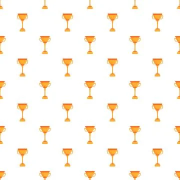 Gold trophy seamless pattern for winning achievements Stock Illustration