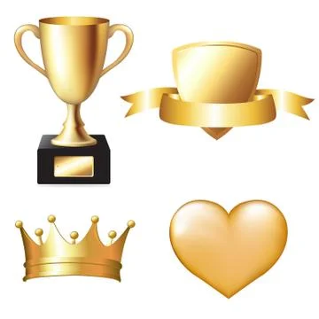 Gold trophy set Stock Illustration