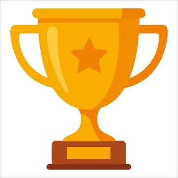 Gold Trophy With Star Symbol on Plain Background for Competition or Achieve.. Stock Illustration