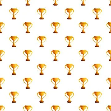 Gold trophy vector seamless pattern representing success Stock Illustration