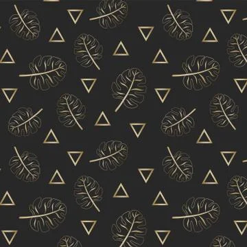 Gold Tropical Leaves Pattern Stock Illustration