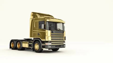 Gold truck. 3D rendering Stock Illustration