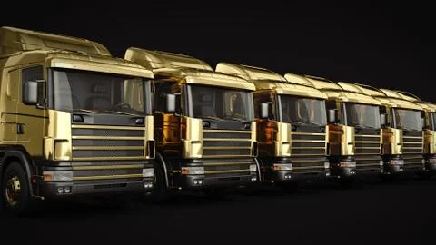 Gold truck. 3D rendering Stock Illustration