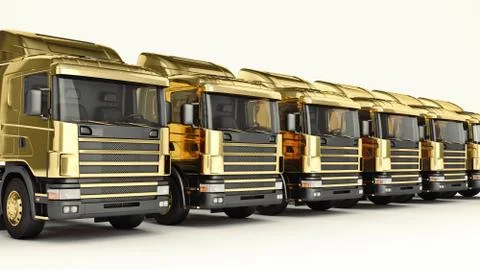 Gold truck. 3D rendering Stock Illustration