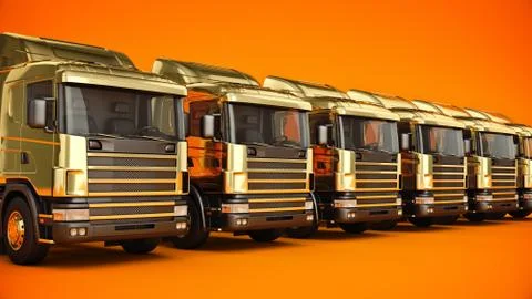 Gold truck. 3D rendering Stock Illustration