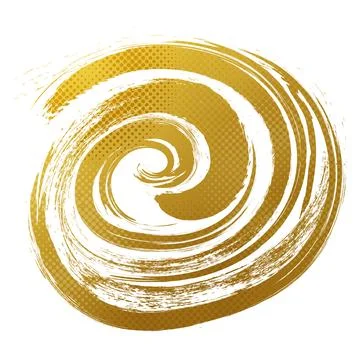 Gold Twirl Brush Texture with Halftone Effect Isolated on White Background Stock Illustration