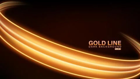 Gold Twist of Light on Dark Background, Vector Illustration Stock Illustration