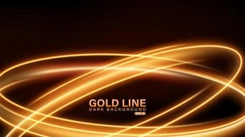 Gold Twist of Light on Dark Background, Vector Illustration Stock Illustration