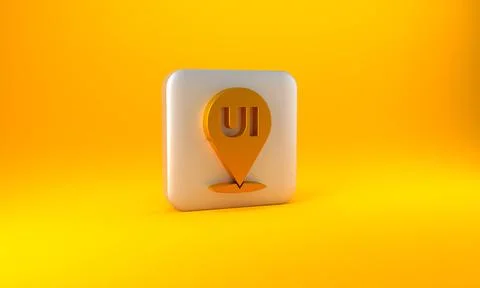 Gold UI or UX design icon isolated on yellow background. Silver square button Stock Illustration