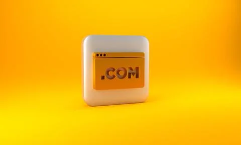 Gold UI or UX design icon isolated on yellow background. Silver square button Stock-Illustration