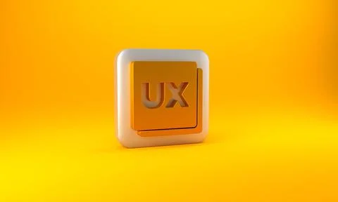 Gold UI or UX design icon isolated on yellow background. Silver square button Stock Illustration