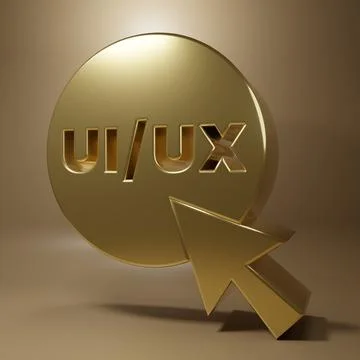 Gold UI or UX design icon isolated on brown background. Minimalism concept... Stock Illustration