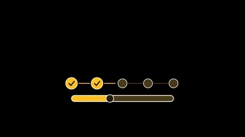 Gold UI progress bar animation, horizontal 16:9, black background Stock Footage 346888312