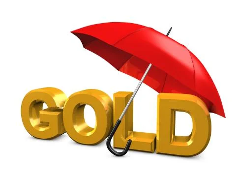 Gold umbrella 스톡 일러스트