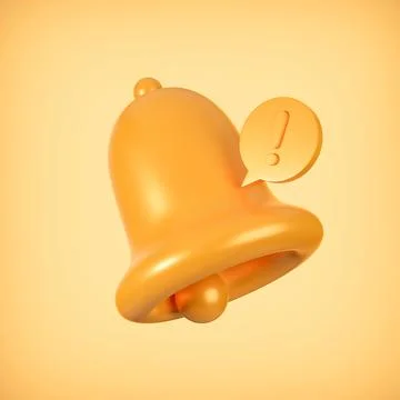 Gold update notification icon with bell alarm icon on gold background, 3D r.. Stock Illustration