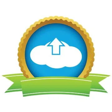Gold upload cloud logo Illustrazione stock