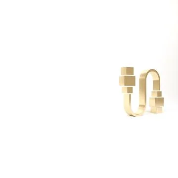 Gold USB cable cord icon isolated on white background. Connectors and sockets Illustrazione stock