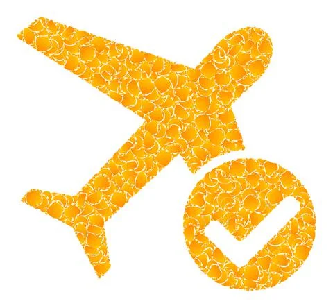 Gold Vector Accept Airplane Mosaic Icon Illustrazione stock