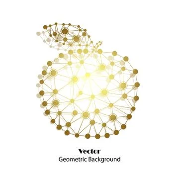 Gold vector apple made of connected dots Stock Illustration