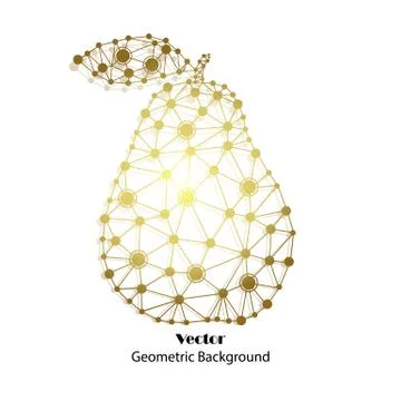 Gold vector apple made of connected dots Stock Illustration