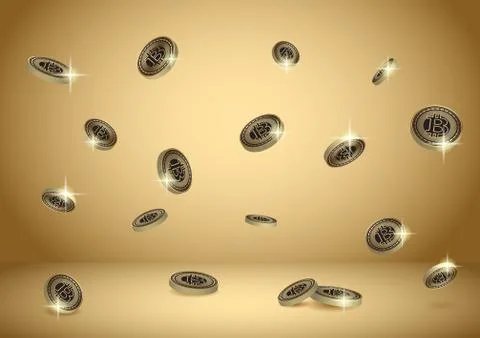 Gold vector background with bitcoins Stock Illustration