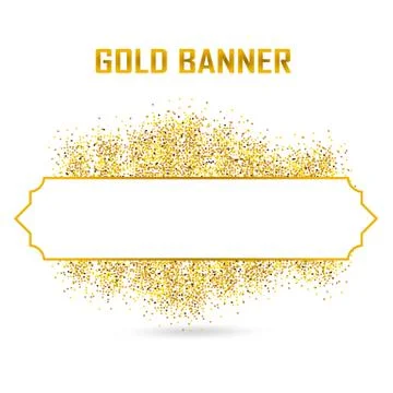 Gold vector banner on white background. Ilustración de archivo