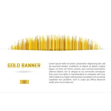 Gold vector banner on white background. Ilustración de archivo
