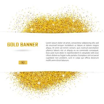 Gold vector banner on white background. Stock Illustration