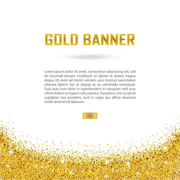 Gold vector banner on white background. Ilustración de archivo