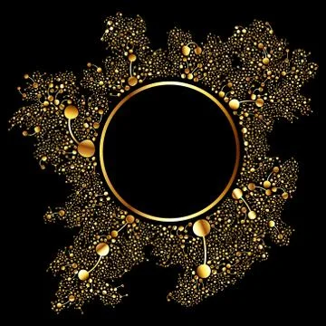 Gold vector dotted round frame Ilustração Stock