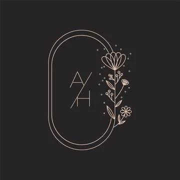 Gold vector frame with flowers. Round frame with Frame for invitation card, w Stock Illustration