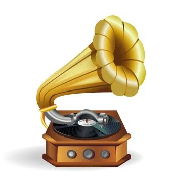 Gold vector gramophone Stock Illustration