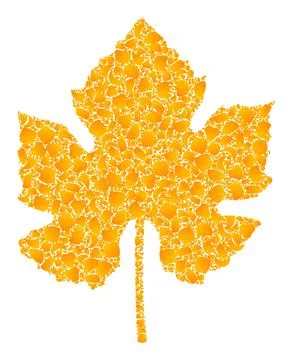 Gold Vector Grape Leaf Mosaic Icon Stock Illustration